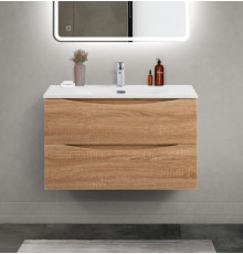 Тумба с раковиной подвесная BelBagno MARINO-CER-MINI-800-2C-SO-WO-P Rovere Bianco, раковина белая BB-8099-3-80
