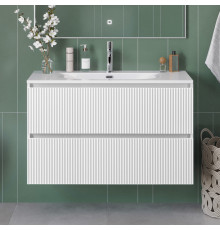 Тумба с раковиной подвесная BelBagno UNO-MINI-900-2C-SO-BO Bianco Opaco, раковина белая BB-8099-3-90