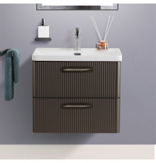 Подвесная тумба с раковиной Belbagno DUE 60 см Оружейная сталь DUE-600-2C-SO-GM-P + BB-8076-3-60