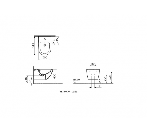 Биде Vitra Sento 4338B003-1046 подвесное, белый