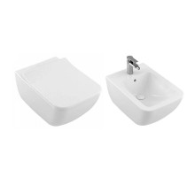 Комплект подвесного унитаза с биде Villeroy&Boch Venticello 4611RS01/4411 00R1, альпийский белый