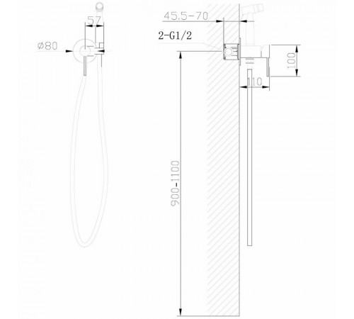 Гигиенический душ Abber Wasser Kreis, AF8125G, со смесителем, золото матовое