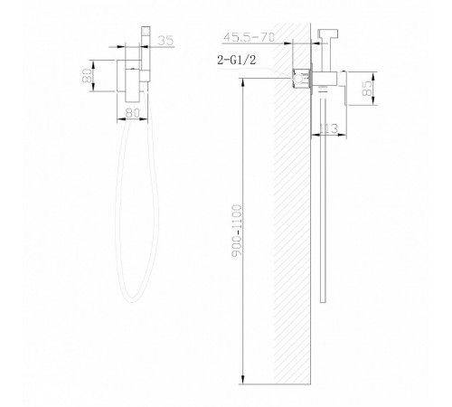 Гигиенический душ Abber Daheim, AF8226G, со смесителем, золото матовое