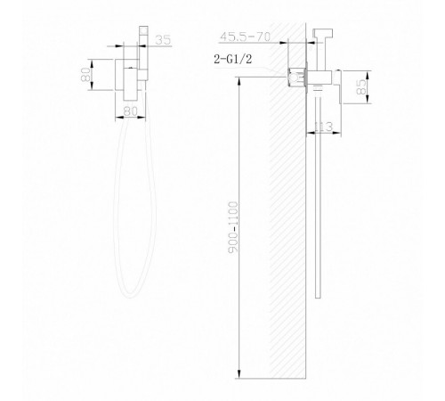 Гигиенический душ Abber Daheim, AF8226SP, со смесителем, PVD покрытие, сатин