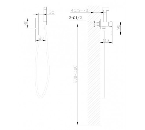 Гигиенический душ Abber Wasserfall, AF8625, со смесителем, хром
