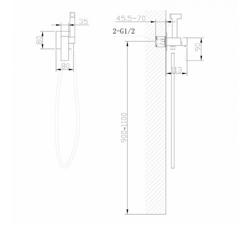 Гигиенический душ Abber Wasserfall AF8625G со смесителем, золото матовое