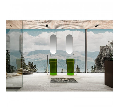 Раковина Abber Kristall AT2701Emerald, 45 х 45 см, слив в пол, с донным клапаном, цвет зеленый