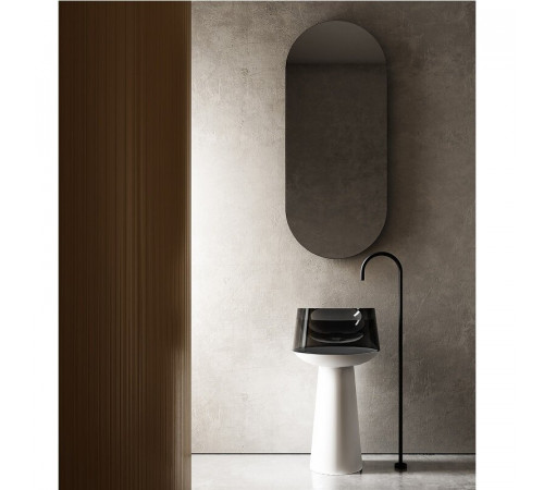 Раковина Abber Kristall AT2706White-Onyx, 50 х 50 см, слив в пол, цвет белый/черный