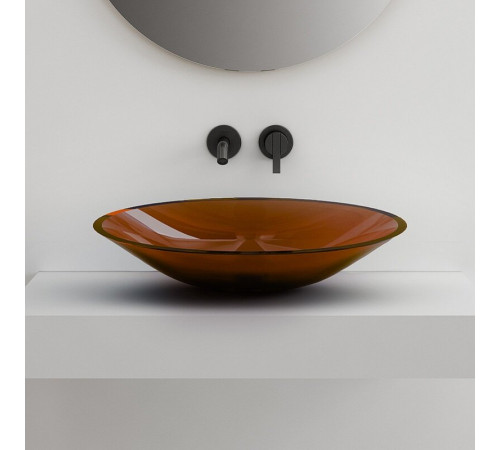 Раковина Abber Kristall AT2812Opal, 55 х 15 см, накладная, прозрачная коричневая