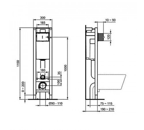 Инсталляция Ideal Standard Prosys Eco Frame M, E233267 для унитаза, узкая