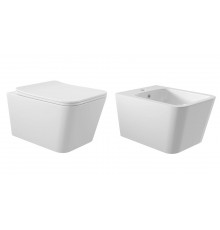 Комплект подвесного унитаза с биде Aqueduto Macio MAC0110/MAC0310, белый