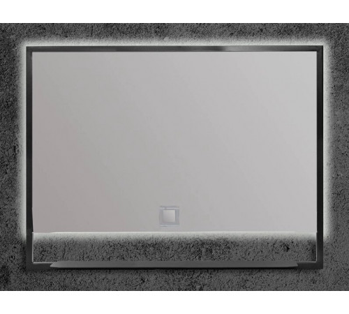 Зеркало Armadi Art Vallessi 551/2 80 см с подсветкой, с полочкой, антрацит, IP24