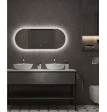 Зеркало Art&Max Bari AM-Bar-500-1200-DS-F-White, 50 см, LED подсветка, сенсорный выключатель, диммер, цвет белый матовый
