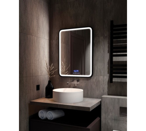 Зеркало Art&Max Genova AM-Gen-600-800-S-F-MFP 60 x 80 см с подсветкой, диммер, музыкальный блок, черный
