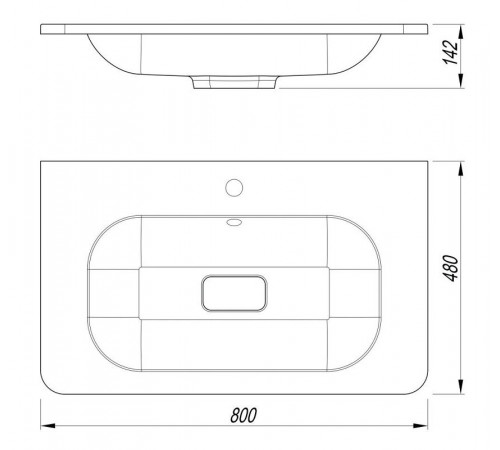 Раковина Art&Max AM-LAV-800-MR-FN, 80 см, искусственный камень, белый матовый