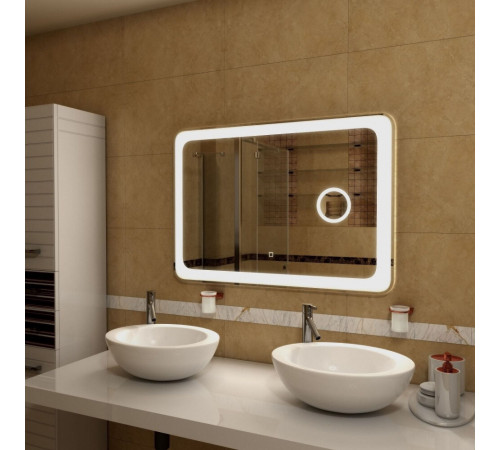 Зеркало Art&Max Latina AM-Lat-1000-800-DS-F-X3 100 x 80 см с подсветкой, диммер, с увеличительной линзой