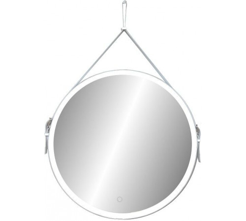 Зеркало Art&Max Milan 100 см с подсветкой, на ремне из белой кожи, AM-Mil-1000-DS-F