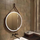 Зеркало Art&Max Milan AM-Mil-650-DS-F-Brown 65 см с подсветкой, на ремне из коричневой кожи