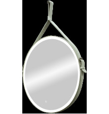 Зеркало Art&Max Milan AM-Mil-800-DS-F 80 x 80 см с подсветкой, на ремне из белой кожи