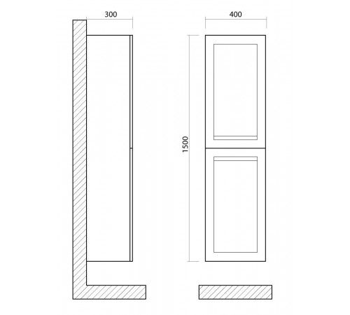 Пенал Art&Max Platino AM-Platino-1500-2A-SO-TM, 40 см, подвесной, цвет бирюзовый матовый