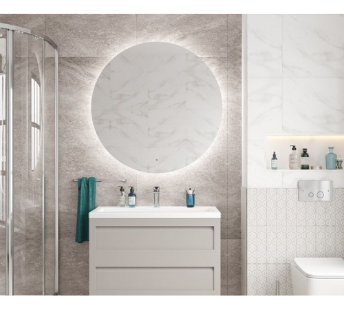Зеркало Art&Max Sanremo AM-San-1000-DS-F, 100 см, LED-подсветка, датчик движения, бесконтактный сенсор, цвет белый