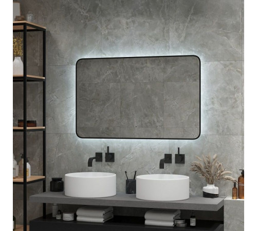 Зеркало Art&Max Siena, AM-Sie-1000-700-DS-F, 100 см, с LED-подсветкой, инфракрасный сенсор, датчик движения, диммер, цвет черный