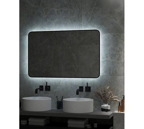 Зеркало Art&Max Siena, AM-Sie-1000-700-DS-F, 100 см, с LED-подсветкой, инфракрасный сенсор, датчик движения, диммер, цвет черный