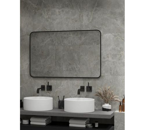 Зеркало Art&Max Siena, AM-Sie-1000-700-DS-F, 100 см, с LED-подсветкой, инфракрасный сенсор, датчик движения, диммер, цвет черный