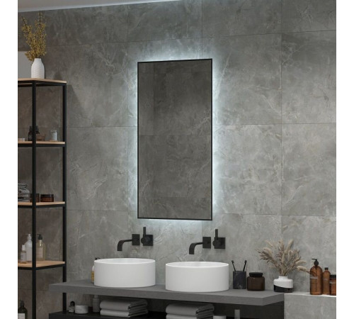 Зеркало Art&Max Sorrento, AM-Sor-600-1000-DS-F, 60 см, с LED-подсветкой, инфракрасный сенсор, датчик движения, диммер, цвет черный