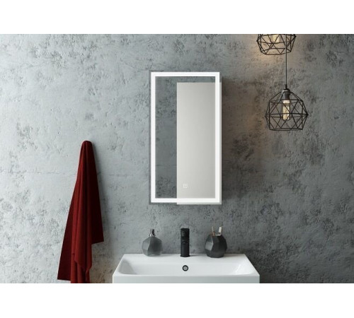 Зеркальный шкаф Art&Max Techno, AM-Tec-350-650-1D-L-DS-F-Nero/AM-Tec-350-650-1D-R-DS-F-Nero, 35 см, с подсветкой, L/R, цвет черный матовый