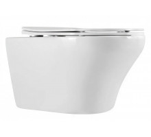 Унитаз подвесной Art&Max Gina AM218CHR/SC, безободковый, сиденье микролифт, белый