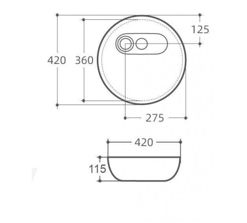 Раковина Art&Max, AM3570-AS, 42 см, фаянс, с донным клапаном, цвет белый