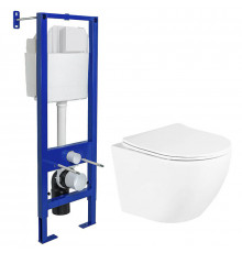 Инсталляция Berges Atom с безободковым унитазом BelBagno UNO, сиденье микролифт, 040330/BB3105CHR/SC