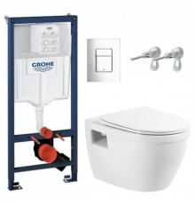 Инсталляция Grohe с безободковым унитазом BelBagno Loto BB070CHR, сиденье микролифт, комплект Santehnica.ru