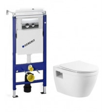 Инсталляция Geberit с безободковым унитазом BelBagno Loto BB070CHR, сиденье микролифт, комплект Santehnica.ru 294191