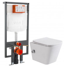 Инсталляция Vitra с безободковым унитазом BelBagno Due, сиденье микролифт, 748-5800-01/BB3103CHR-BS/SC