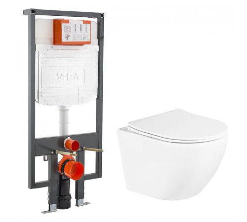 Инсталляция Vitra с безободковым унитазом BelBagno UNO, сиденье микролифт, 748-5800-01/BB3105CHR/SC