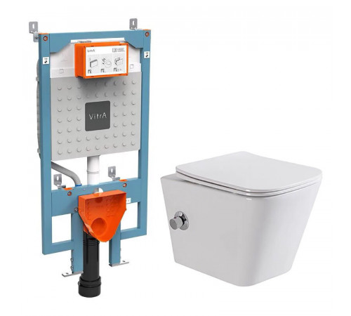 Инсталляция Vitra V-Fix Prime с безободковым унитазом BelBagno Due, сиденье микролифт, 768-5800-01/BB3103CHR-BS/SC
