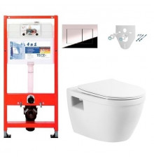 Инсталляция Tece с безободковым унитазом BelBagno Loto BB070CHR, сиденье микролифт, комплект Santehnica.ru