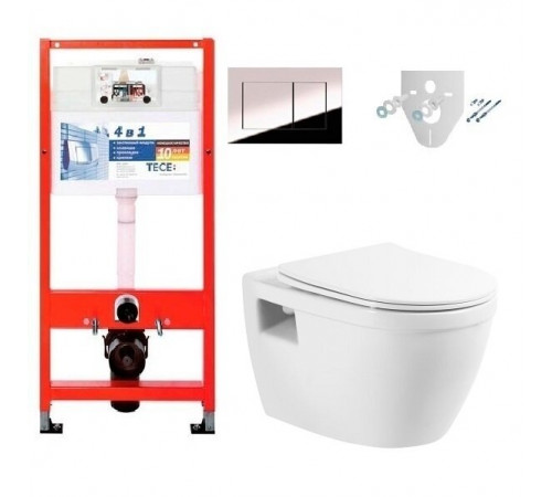 Инсталляция Tece с безободковым унитазом BelBagno Loto BB070CHR, сиденье микролифт, комплект Santehnica.ru