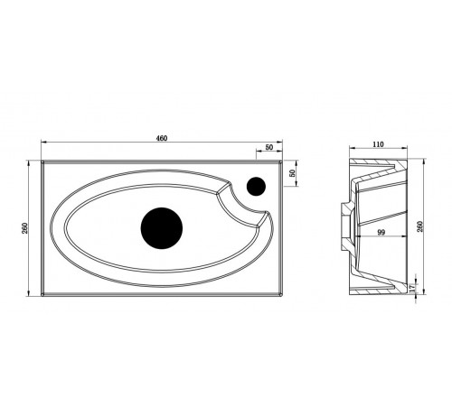 Раковина BelBagno, 46 см, искусственный мрамор, BB-460-PM-LVB