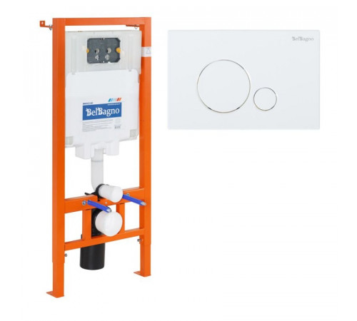 Инсталляция BelBagno для подвесного унитаза BB002-80, клавиша белая круглая BB014-SR-BIANCO