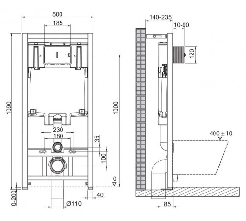 Инсталляция BelBagno для подвесного унитаза BB002-80, клавиша белая круглая BB014-SR-BIANCO