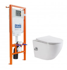 Инсталляция BelBagno с безободковым унитазом BelBagno UNO, сиденье микролифт, BB002-80/BB3105CHR-BS/SC