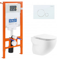 Инсталляция BelBagno Onda BB066CHR/BB870SC/BB002-80/BB014-SR-BIANCO, с белым унитазом, сиденье микролифт, клавиша смыва белая