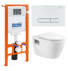 Инсталляция BelBagno с унитазом BelBagno Loto BB070CHR, сиденье с микролифтом, клавиша белый, комплект