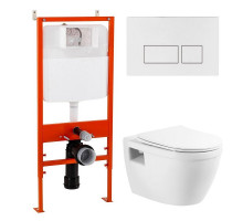 Инсталляция BelBagno BB070CHR/SC/BB026/BB042BL, с унитазом BelBagno Loto, сиденье с микролифтом, клавиша белый, комплект