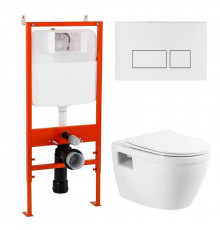 Инсталляция BelBagno BB070CHR/SC/BB026/BB042BL, с унитазом BelBagno Loto, сиденье с микролифтом, клавиша белый, комплект