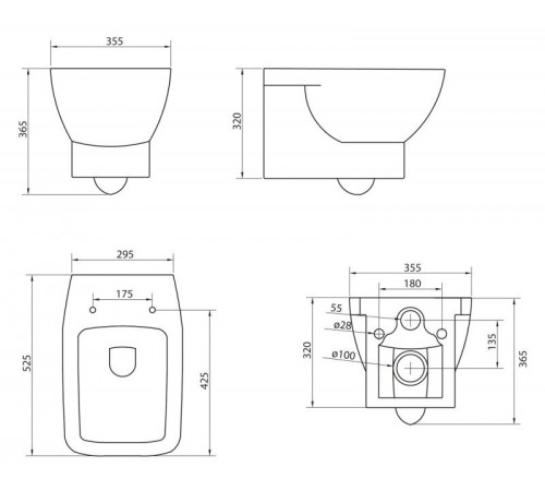 Подвесной унитаз BelBagno Lago BB128CH, безободковый