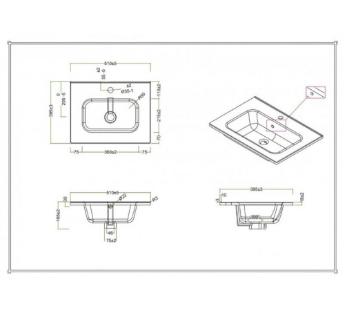 Раковина BelBagno BB500/390ETL 50, керамика, белая
